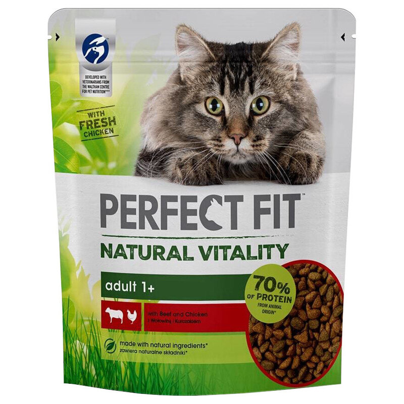 PERFECT FIT Natural Vitality WOŁOWINA KURCZAK 650g sucha karma dla dorosłych kotów