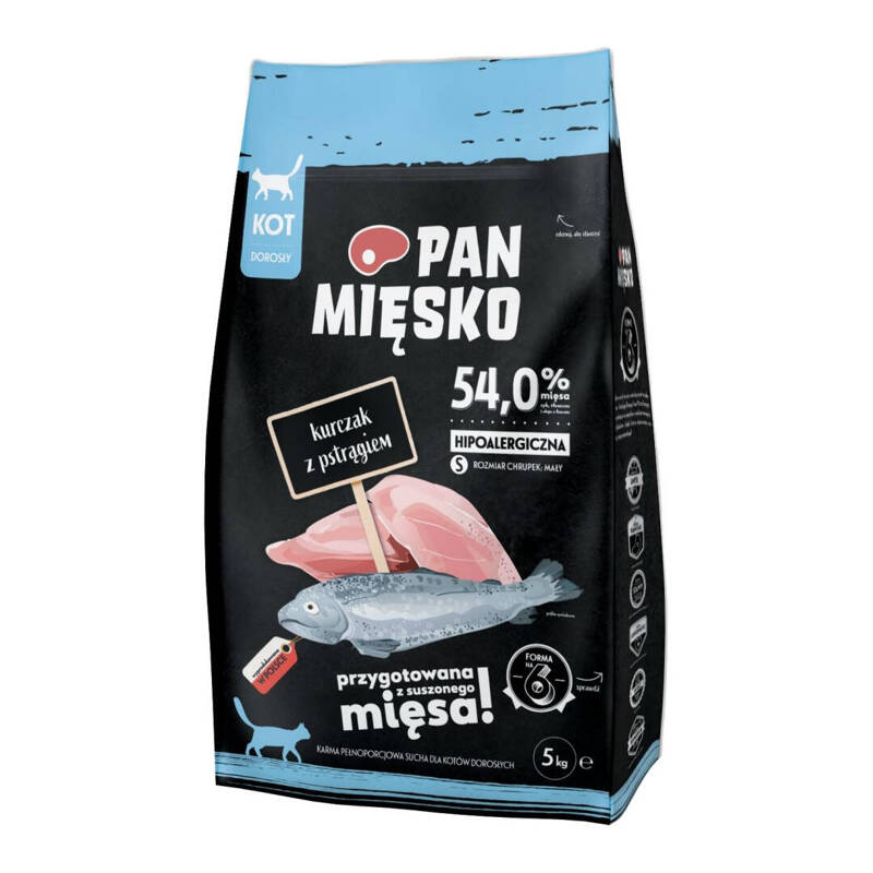 Pan Mięsko 5kg Sucha Karma Dla Kota Z Kurczakiem I Pstrągiem Chrupki S 