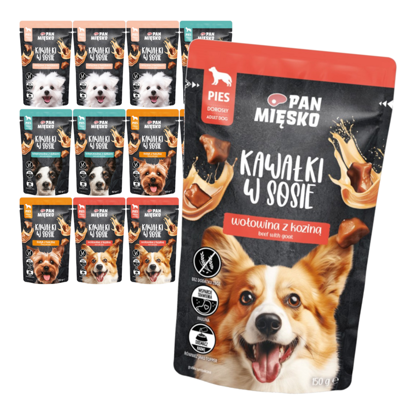 Pan Mięsko Mokra Karma Dla Psa 12x150g Kawałki W Sosie Mix Smaków