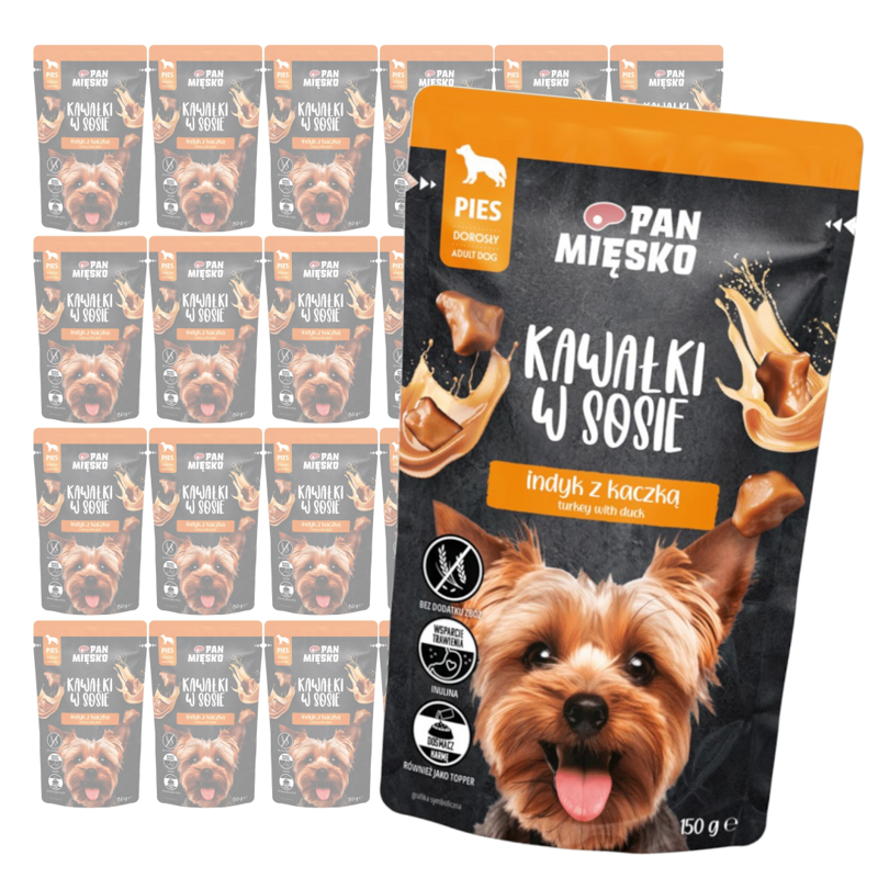 Pan Mięsko Mokra Karma Dla Psa 24x150g Kawałki W Sosie Indyk Z Kaczką