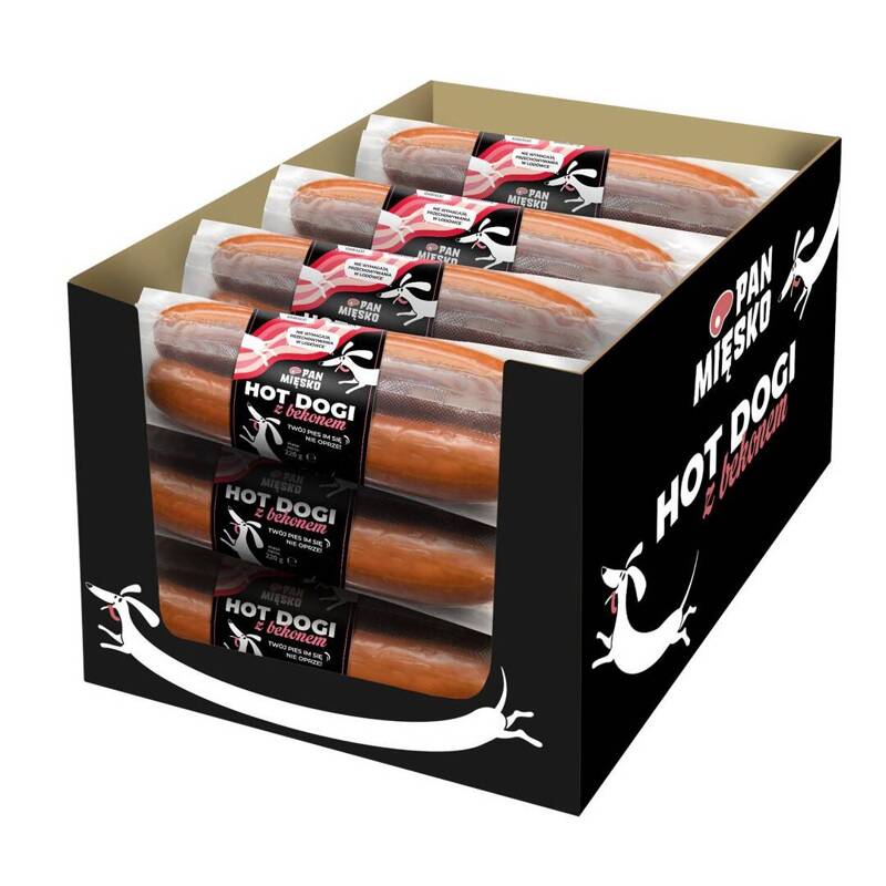 Pan Mięsko Przysmak Dla Psa Hot Dogi Z Bekonem (48sztuk) 12x220g