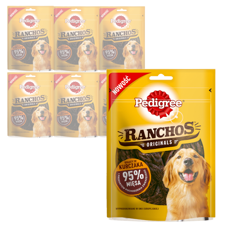 Pedigree Ranchos Jerkies 7x70g Bezzbożowy Przysmak Dla Psa Z Kurczakiem