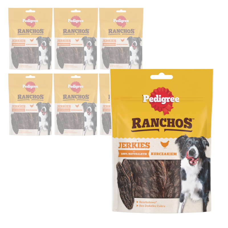 Pedigree Ranchos Jerkies 7x70g Bezzbożowy Przysmak Dla Psa Z Kurczakiem