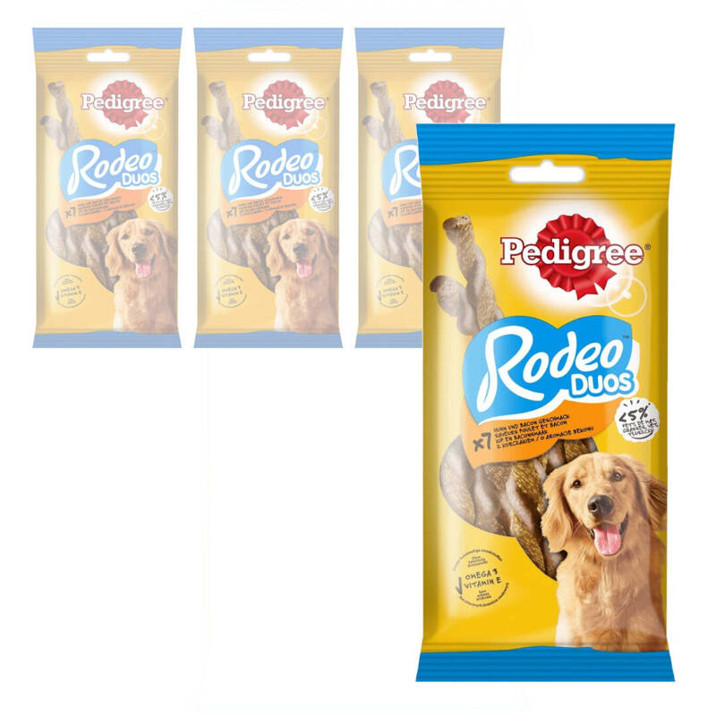 Pedigree Rodeo Duos 4x123g Przysmak Dla Dorosłych Psów o Smaku Kurczaka i Bekonu