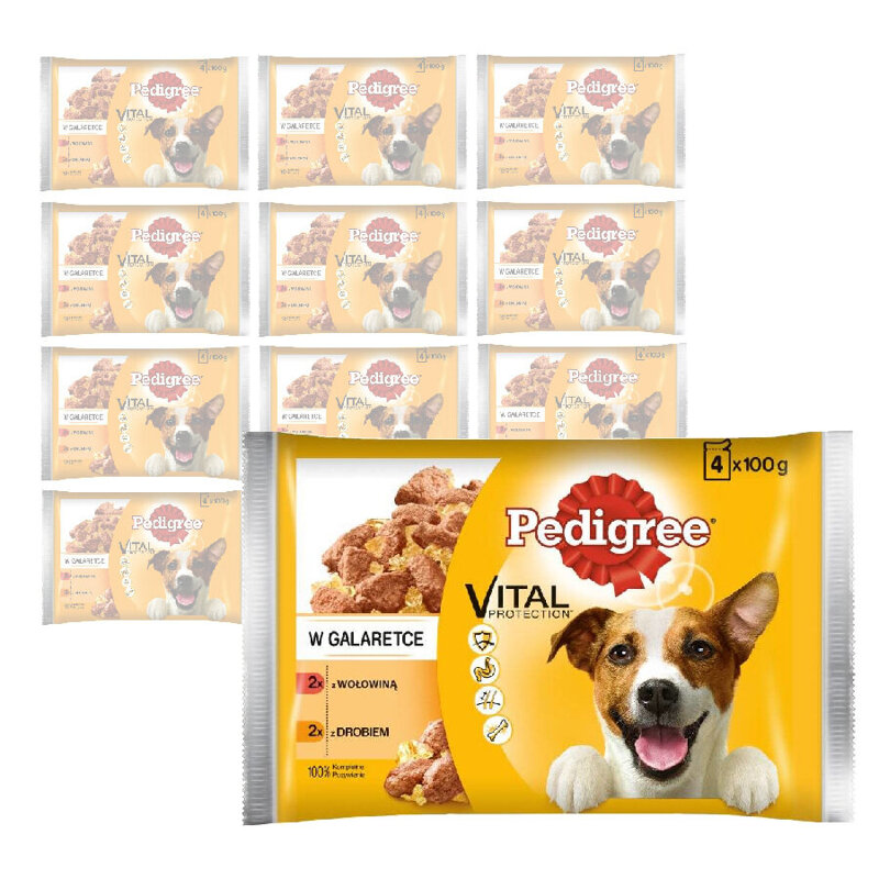 Pedigree Vital Protection Wołowina Drób W Galaretce 52x100g Mokra Karma Dla Dorosłych Psów