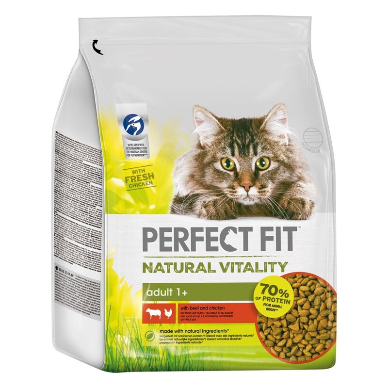 Perfect Fit Natural Vitality Sucha Karma Dla Kotów Z Wołowiną I Kurczakiem 2,4kg