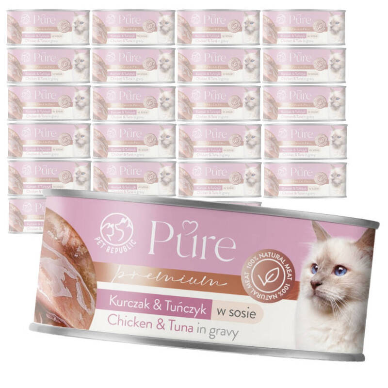 Pet Republic Pure Mokra Karma Dla Kota Kurczak Z Tuńczykiem W Sosie 24x80g