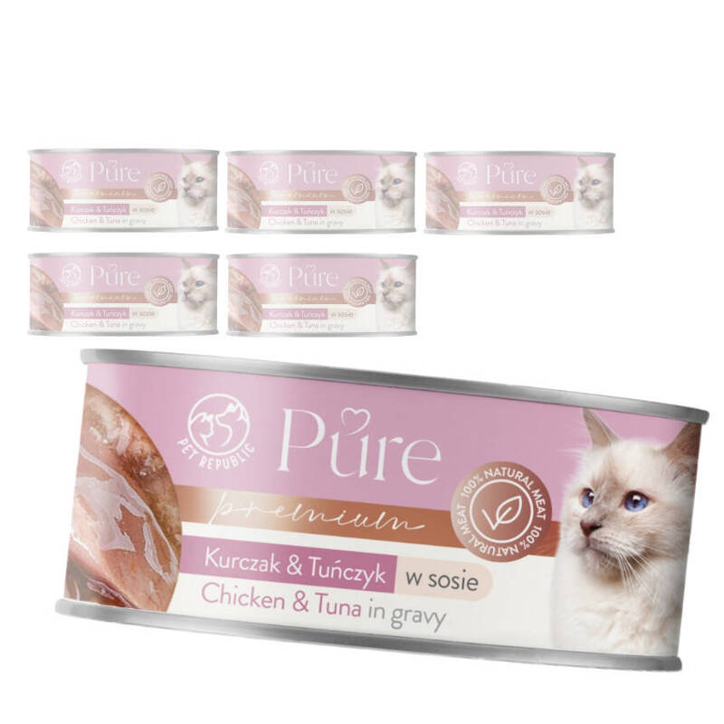 Pet Republic Pure Mokra Karma Dla Kota Kurczak Z Tuńczykiem W Sosie 6x80g