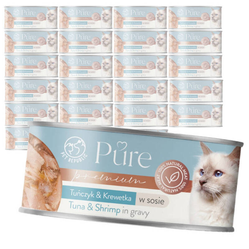 Pet Republic Pure Mokra Karma Dla Kota Tuńczyk Z Krewetką W Sosie 24x80g