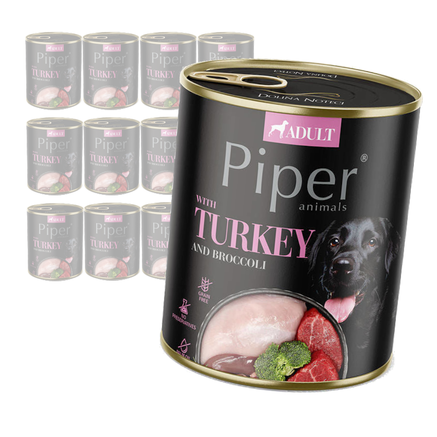 Piper Adult Mokra Karma Dla Psa 12x800g Z Indykiem I Brokułem