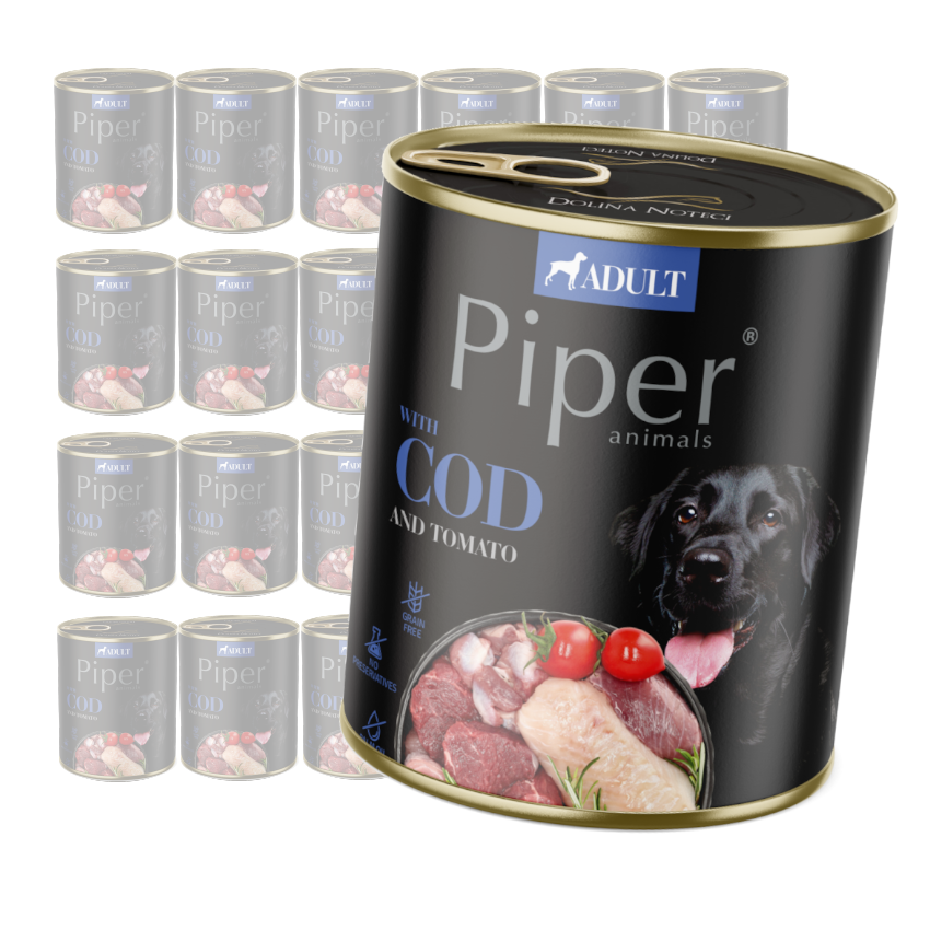 Piper Adult Mokra Karma Dla Psa 24x800g Z Dorszem I Pomidorem