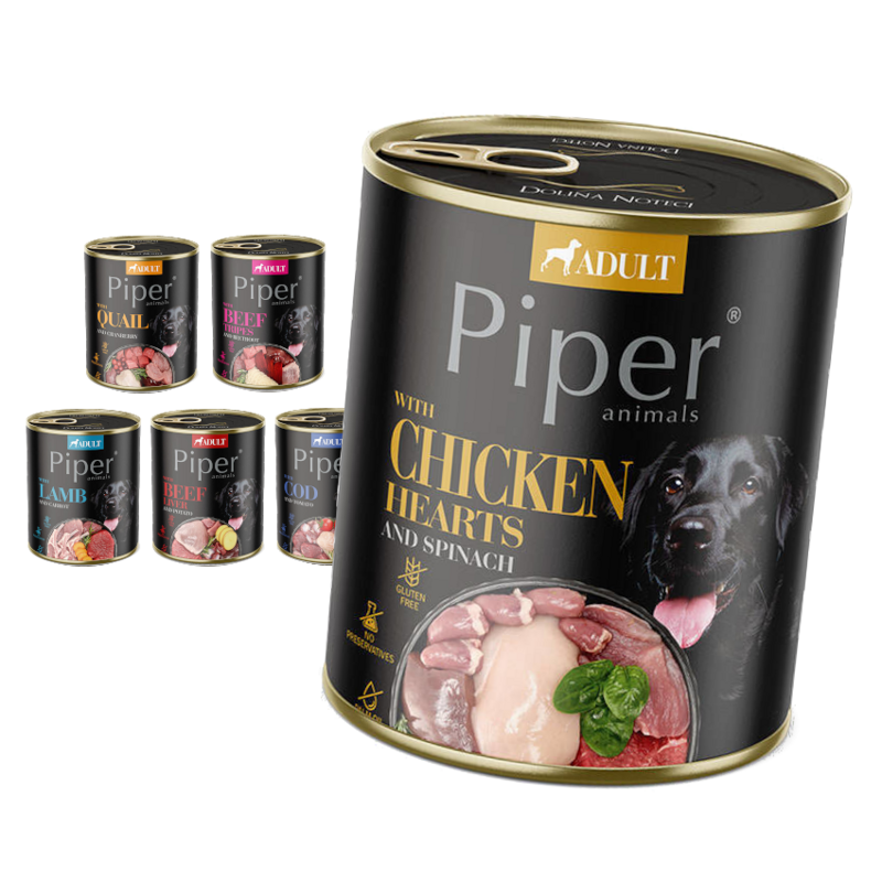 Piper Adult Mokra Karma Dla Psa Mix Smaków 6x800g Przepiórka Wołowina Jagnięcina Dorsz Kurczak