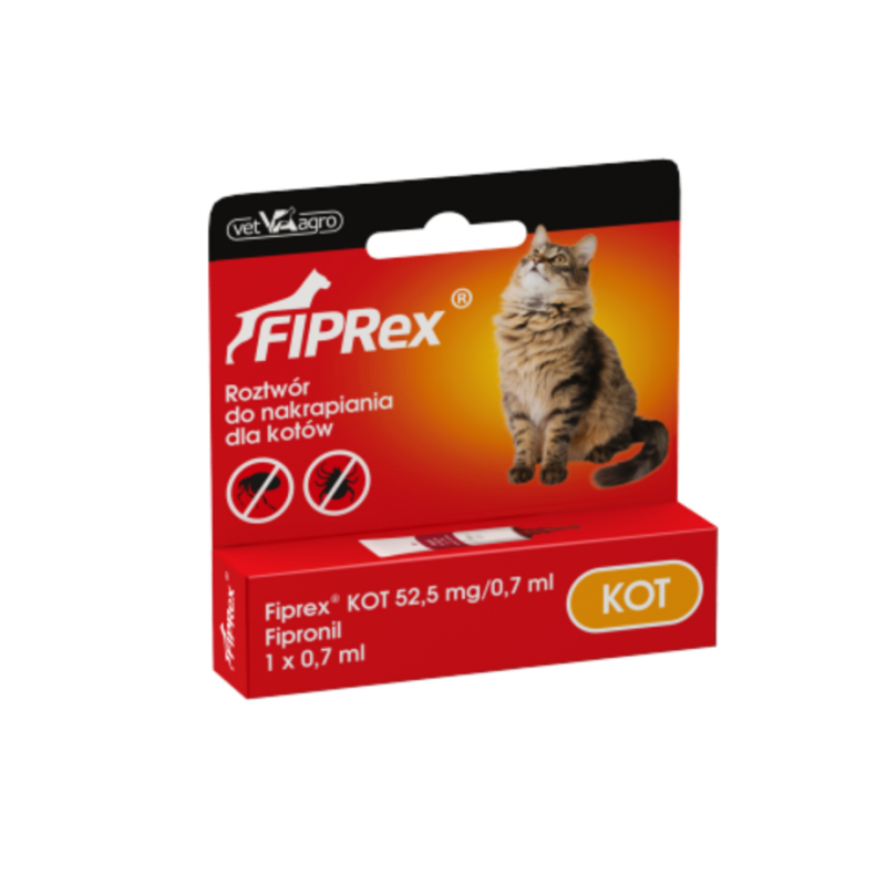 Preparat Usuwający Kleszcze Pchły dla Kotów FIPREX 0,7ml