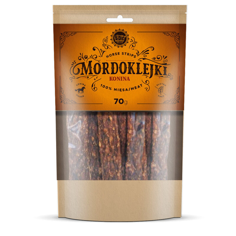 Przysmak Dla Psa Happy Snacky Paski Mordoklejki Z Koniny 70g 100% mięsa