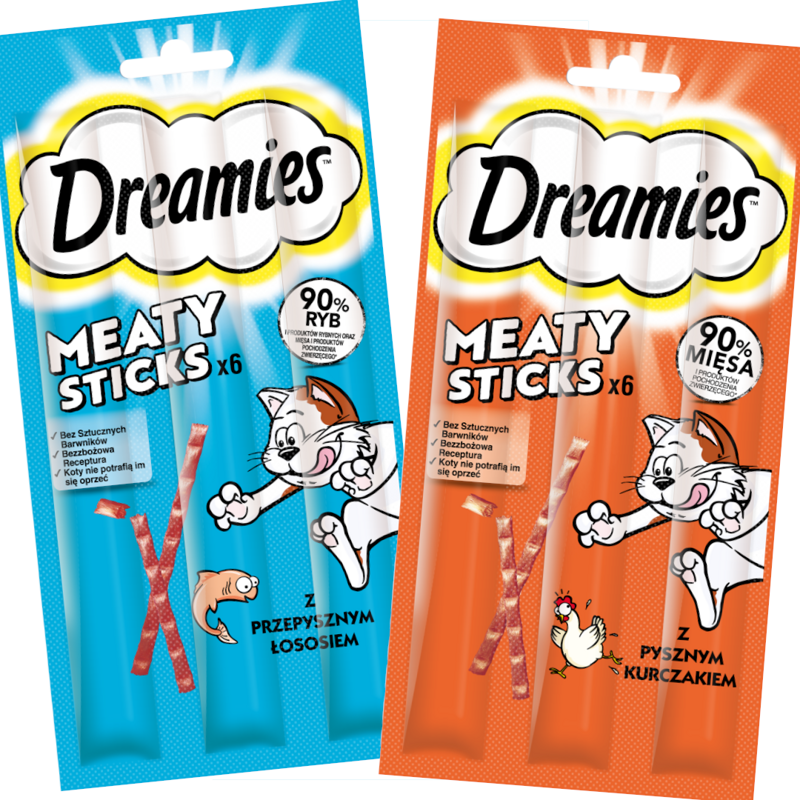 Przysmak Dreamies Meaty Sticks 2x30g Karma Uzupełniająca Dla Kota Z Łososiem I Kurczakiem