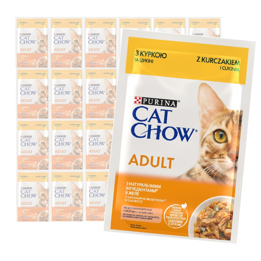 Purina Cat Chow Adult 24x85g Mokra Karma Dla Kota z Kurczakiem i Cukinią w Galaretce