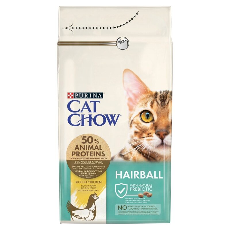 Purina Cat Chow Hairball Sucha Karma Dla Kota z Kurczakiem 1,5kg