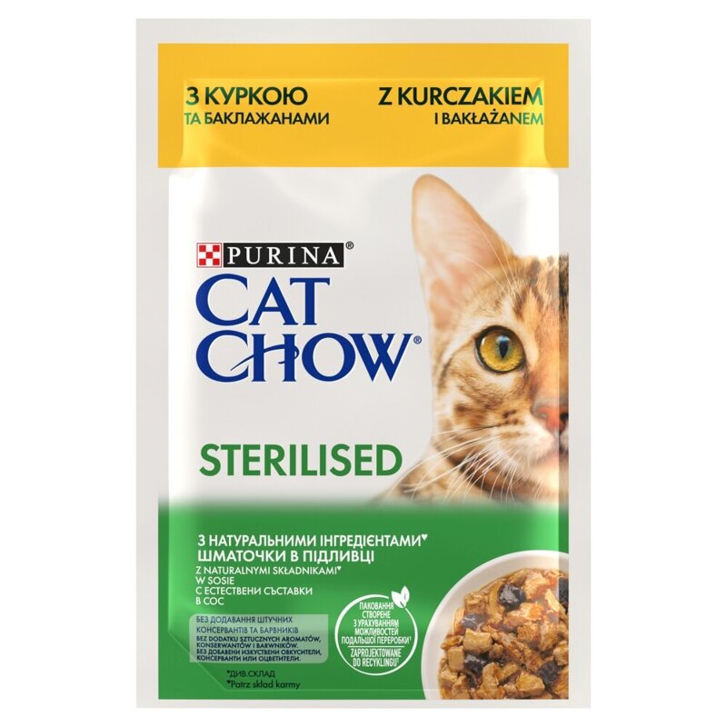 Purina Cat Chow Sterilised 85g Mokra Karma Dla Kota z Kurczakiem i Bakłażanem w Sosie