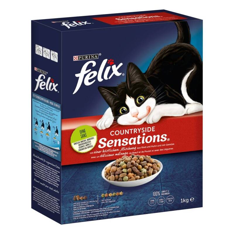 Purina Felix Countryside Sensations Sucha Karma Dla Kota Z Wołowiną Kurczakiem I Warzywami 1kg