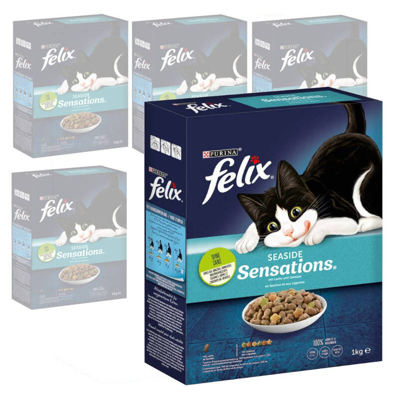 Purina Felix Seaside Sensations Sucha Karma Dla Kota Z Łososiem I Warzywami 5x1kg