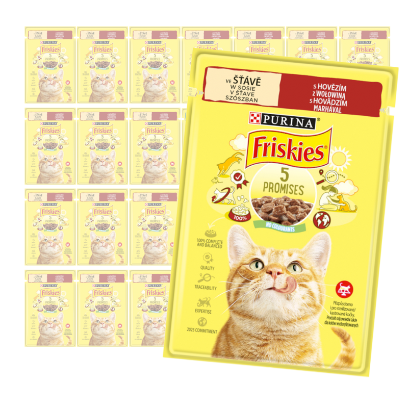 Purina Friskies z Wołowiną 26x85g Mokra Karma Dla Kota w Sosie