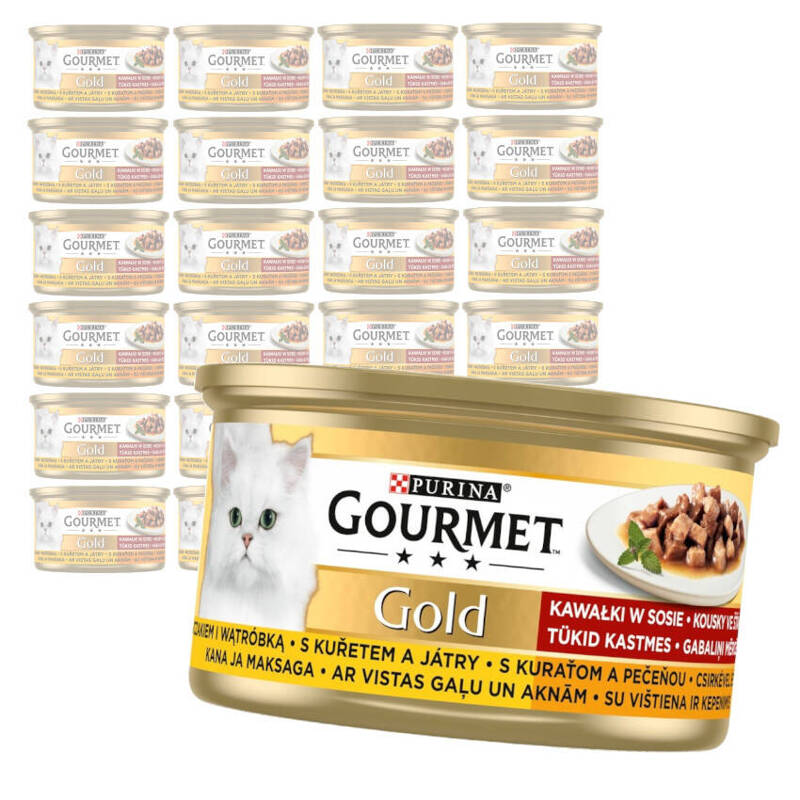 Purina Gourmet Gold z Kurczakiem i Wątróbką 24x85g Mokra Karma Dla Kota Kawałki w Sosie