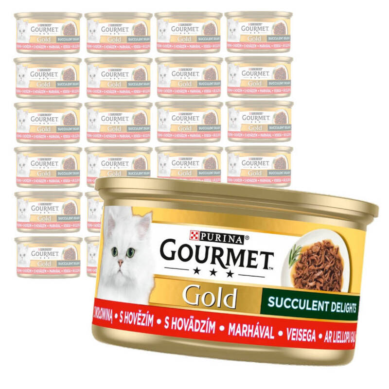 Purina Gourmet Gold z Wołowiną 24x85g Mokra Karma Dla Kota Succulent Delights