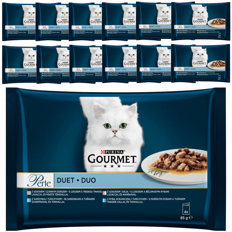 Purina Gourmet Perle Duet Rybny 13x340g (52 saszetki) Mokra Karma Dla Kota