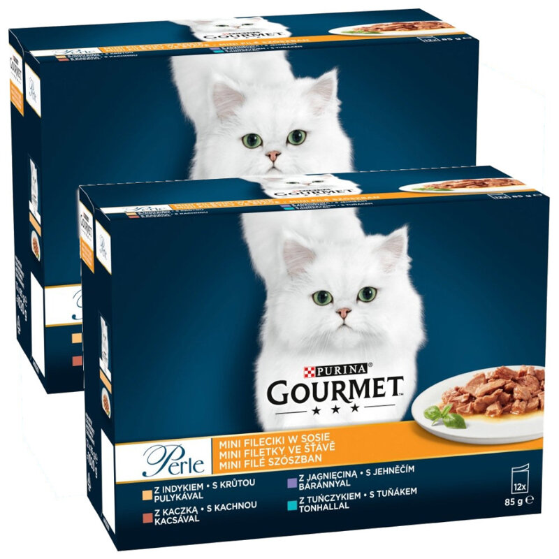 Purina Gourmet Perle Mix 4 Smaki 24x85g Mokra Karma Dla Kota Mini Fileciki w Sosie