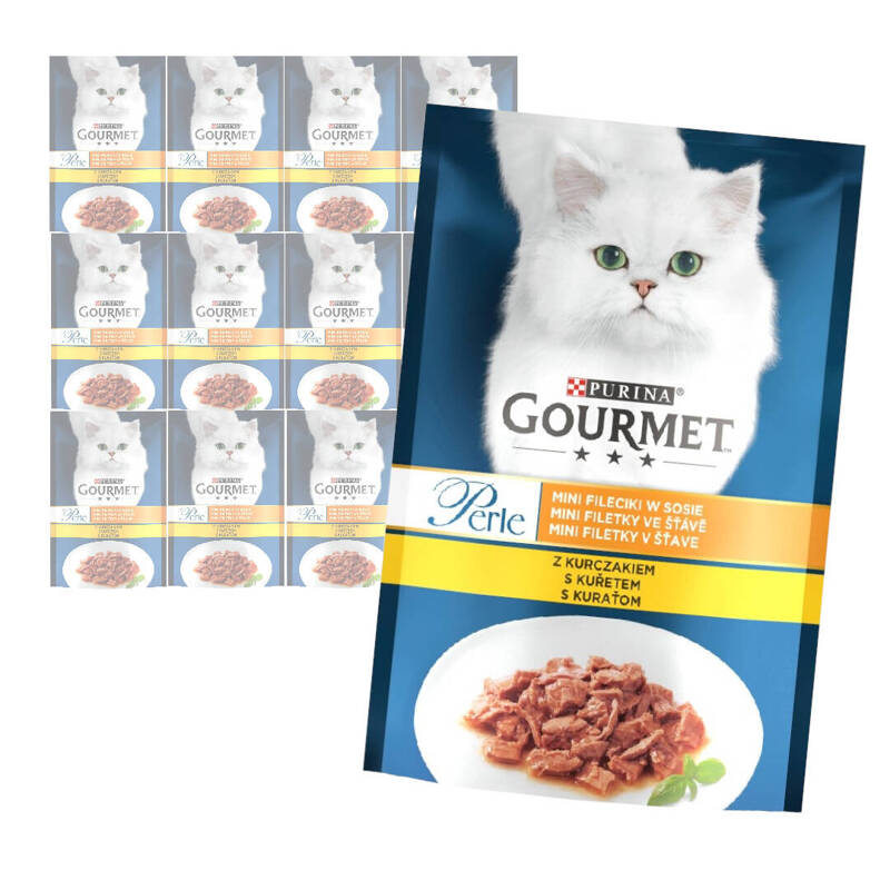 Purina Gourmet Perle z Kurczakiem 12x85g Mini Fileciki w Sosie Mokra Karma Dla Kota