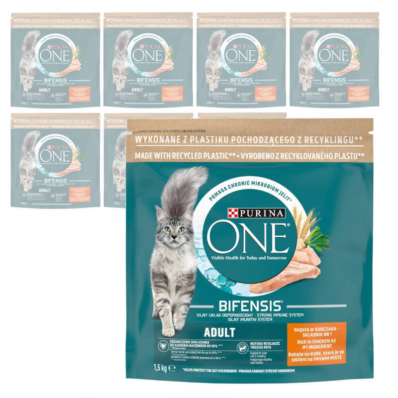 Purina One Bifensis Adult 8x1,5kg Sucha Karma Dla Kota z Kurczakiem