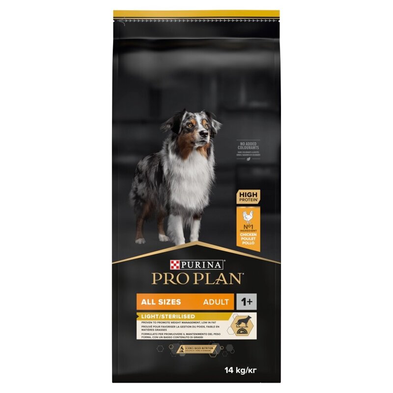 Purina Pro Plan Adult Light Sterilised 14kg Sucha Karma Dla Dorosłych Psów z Kurczakiem