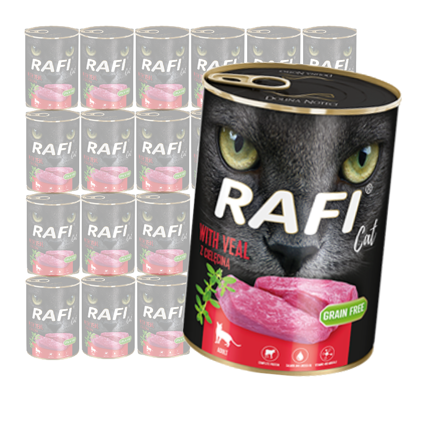 Rafi Cat Adult Bezzbożowa Mokra Karma Dla Kota Z Cielęciną 24x400g
