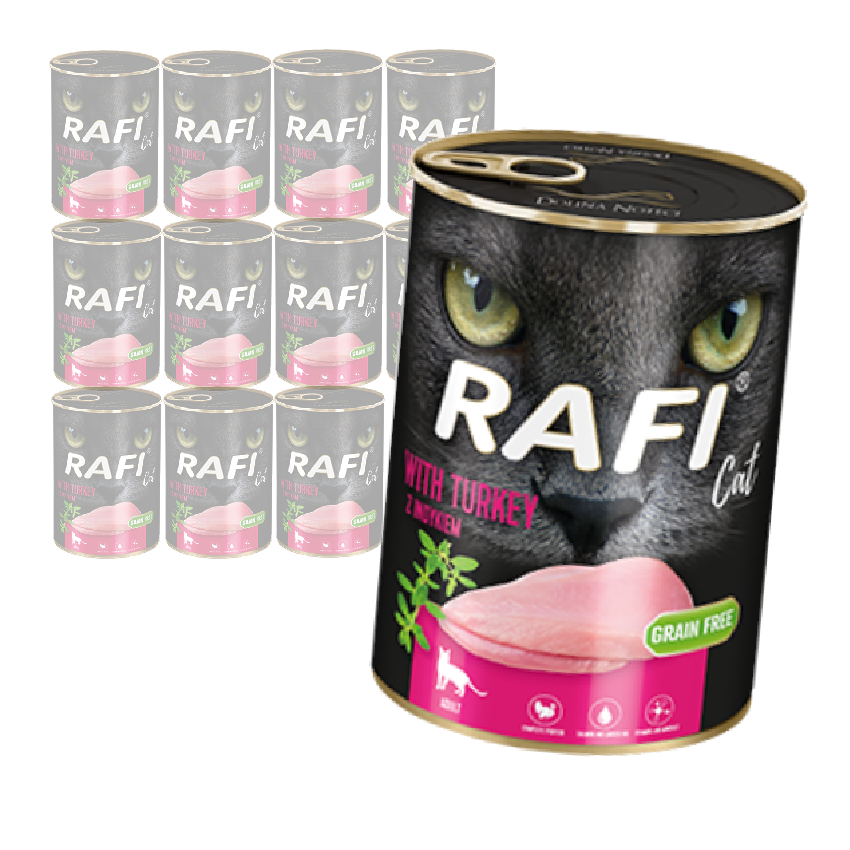 Rafi Cat Adult Bezzbożowa Mokra Karma Dla Kota Z Indykiem 12x400g