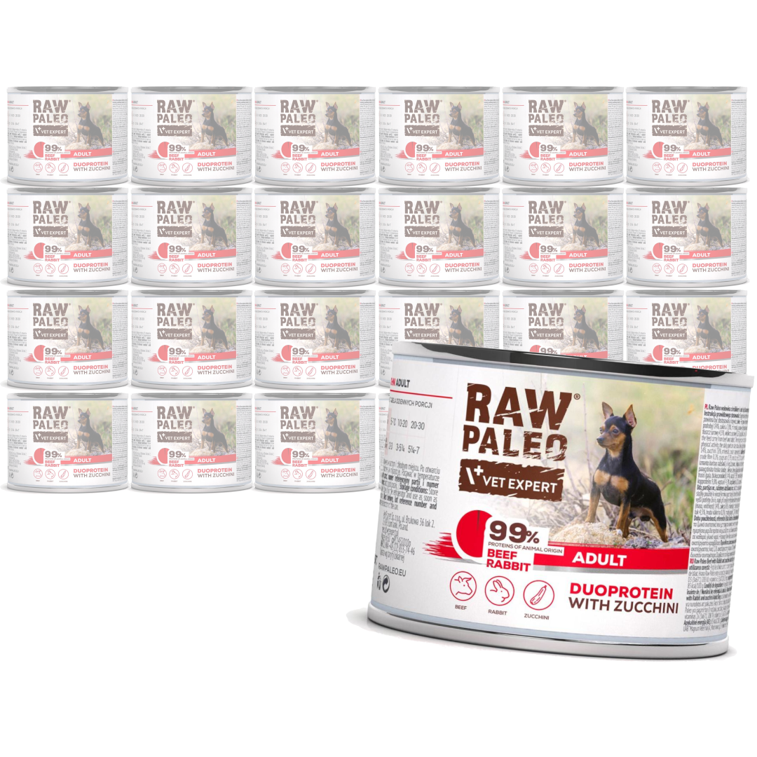 Raw Paleo Beef&Rabbit Adult Duoprotein 24x200g​ Mokra Karma Dla Psa z Wołowiną i Królikiem