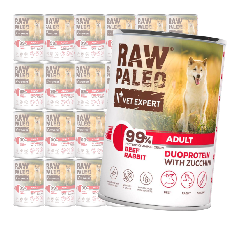 Raw Paleo Beef&Rabbit Adult Duoprotein 24x400g​ Mokra Karma Dla Psa z Wołowiną i Królikiem