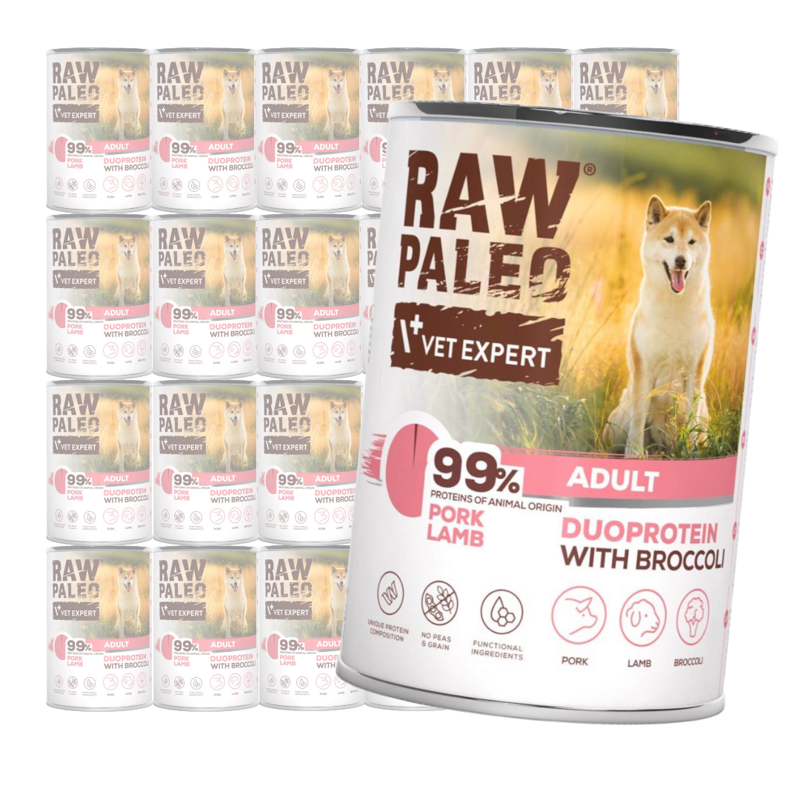 Raw Paleo Pork&Lamb Adult Duoprotein 24x400g​ Mokra Karma Dla Psa z Wieprzowiną i Jagnięciną