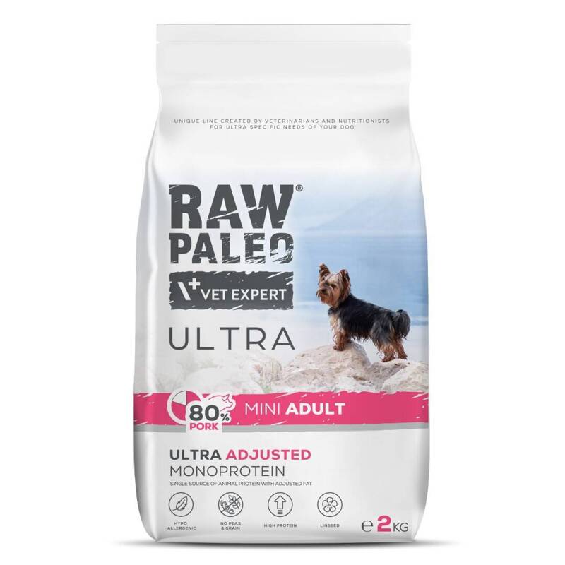 Raw Paleo Ultra Pork Mini Adult 2kg Sucha Karma z Wieprzowiną Dla Psów Małych Ras