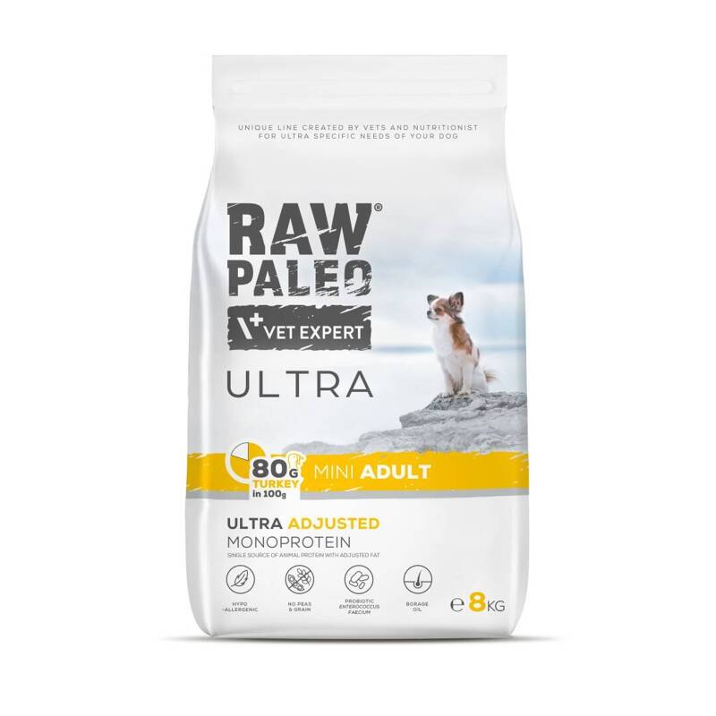 Raw Paleo Ultra Turkey Mini Adult 8kg Monoproteinowa Sucha Karma Z Indykiem Dla Psów Małych Ras