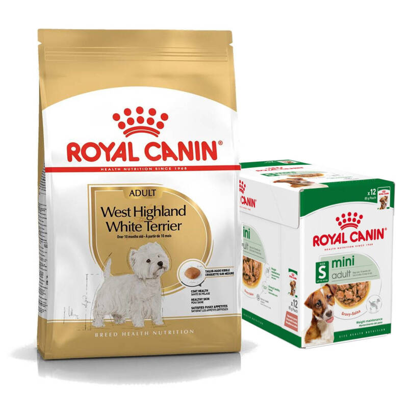 Royal Canin Adult Sucha Karma Dla Psów Rasy West Terrier 3kg + Mokra W Sosie Dla Małych Ras 12x85g