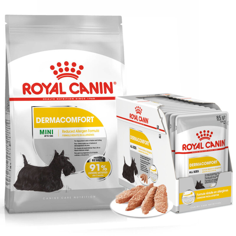 Royal Canin Dermacomfort Mini Karma Sucha Dla Psów O Wrażliwej Skórze 1kg + Pasztet 12x85g