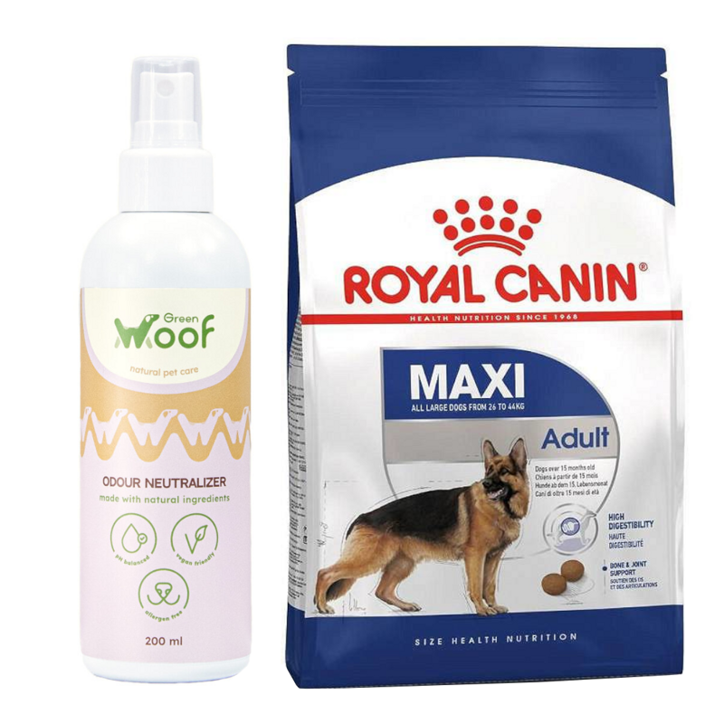 Royal Canin Maxi Adult 15kg Karma Sucha Dla Psów Ras Dużych + Green Woof Pochłaniacz Zapachów 200ml