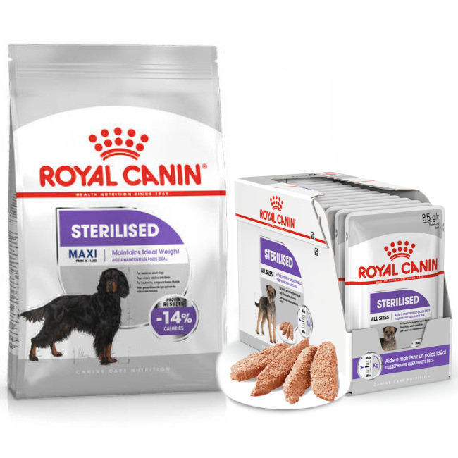 Royal Canin Maxi Sterilised Karma Sucha Dla Psów Sterylizowanych Ras Dużych 3kg + Pasztet 12x85g