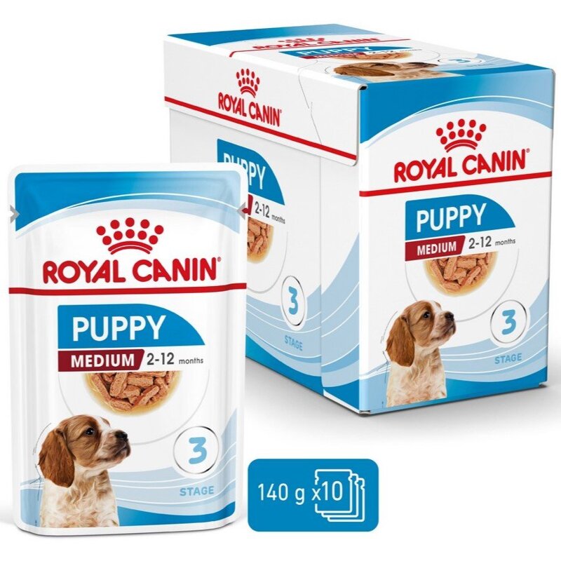 Royal Canin Medium Puppy Karma Mokra W Sosie Dla Szczeniąt Ras Średnich Do 12 Miesiąca Życia 10x140g