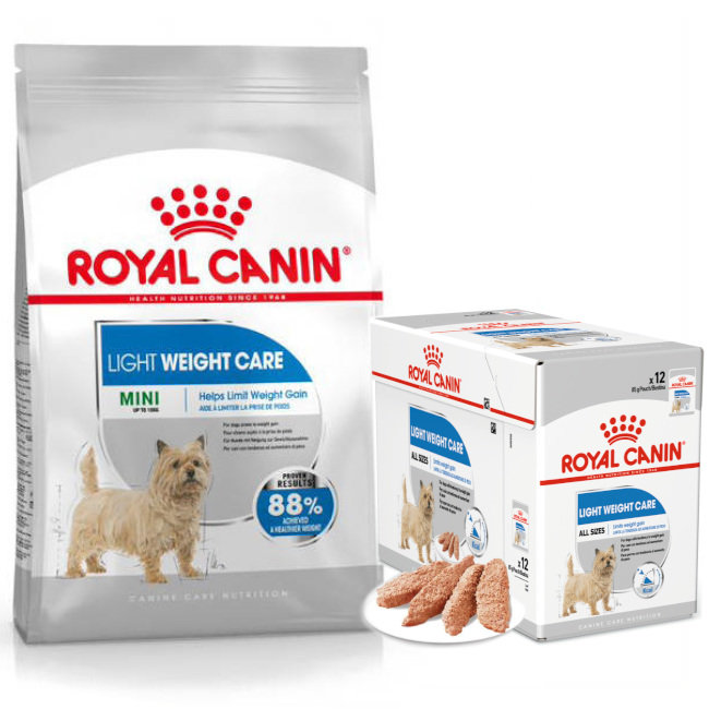 Royal Canin Mini Light Care Karma Sucha 8kg + Pasztet 12x85g Dla Psów Ras Małych Z Tendencją Do Nadwagi