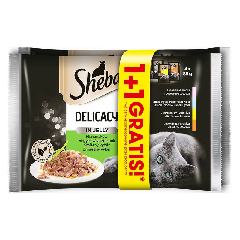 Sheba Saszetka Delicacy in Jelly Kolekcja Smaków 4x85g + 1 GRATIS