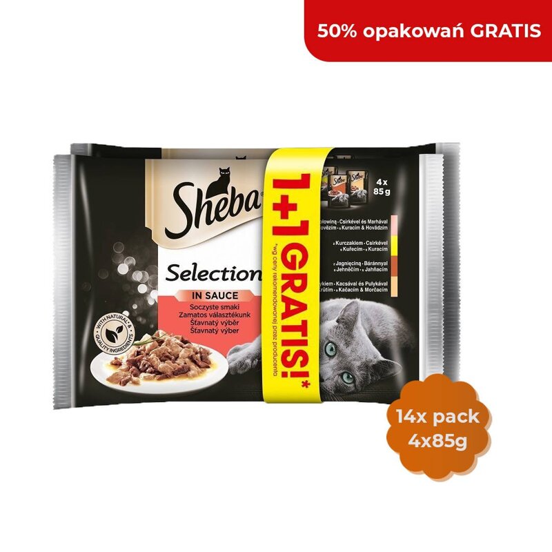Sheba Saszetka Selection Sos Soczyste Smaki 7x 4x85g + 7 opakowań GRATIS