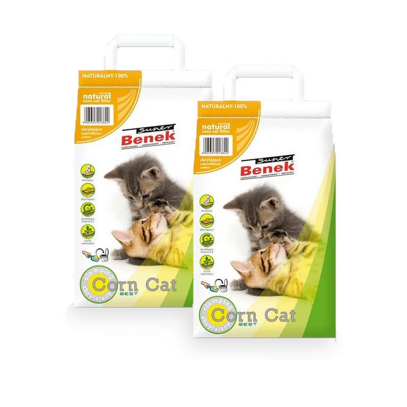 Super Benek Corn Cat Natural 2x14l - Żwirek kukurydziany 100% biodegradowalny