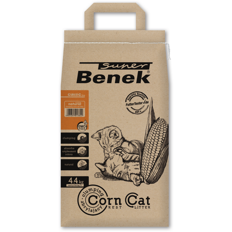 Super Benek Corn Cat Natural 7L - Żwirek kukurydziany 100% biodegradowalny