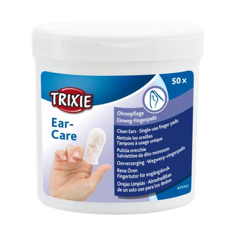 Trixie Ear Care Czyste Uszy Nakładki Na Palce Waciki Nawilżane Do Uszu Dla Psa Kota 50szt